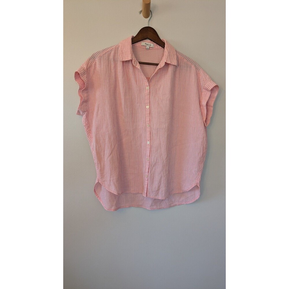 Madewell Central Shirt Small Gauzy Button Top Gingham Lightweight Boxy Beachy